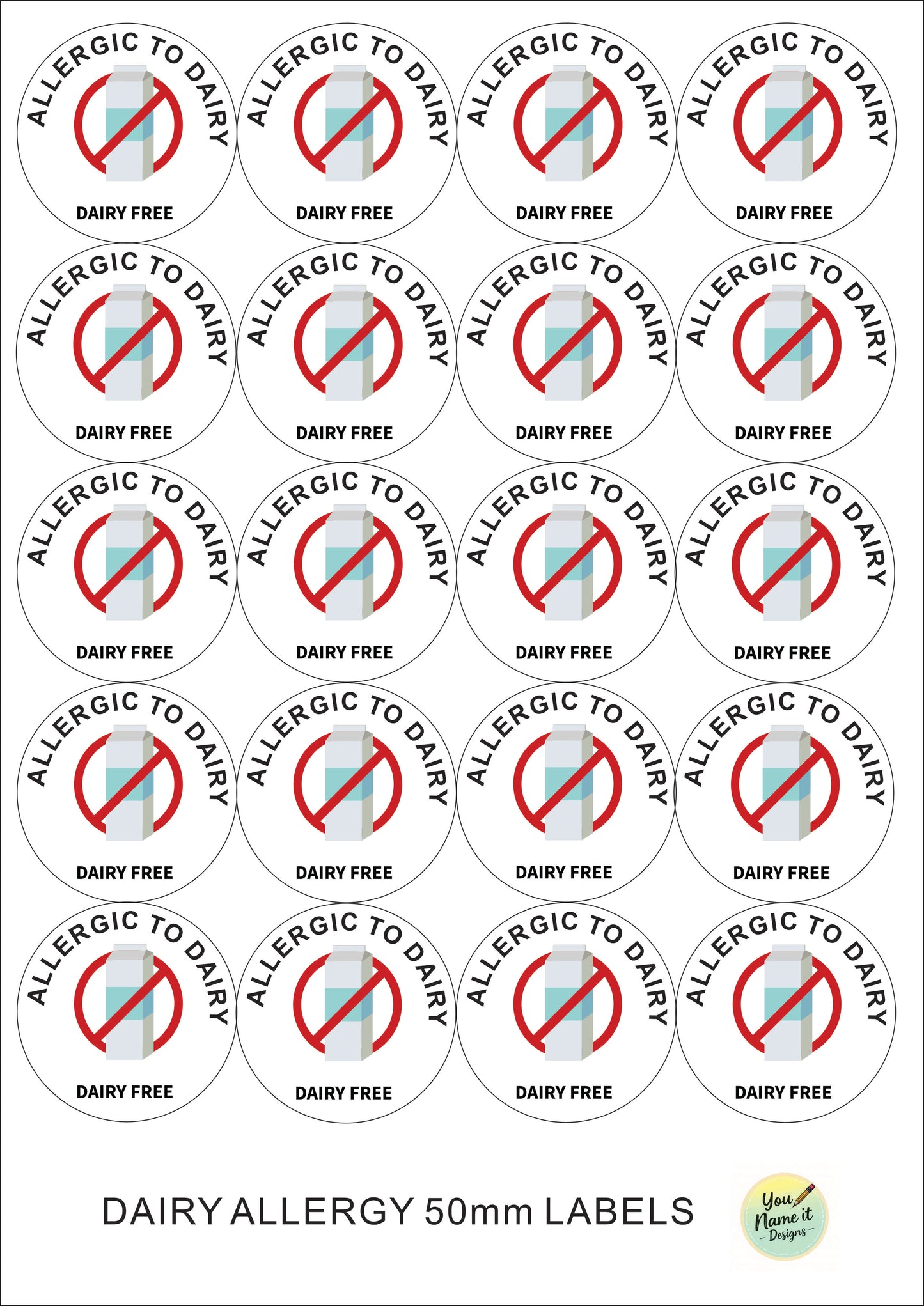 Dairy Allergy Labels