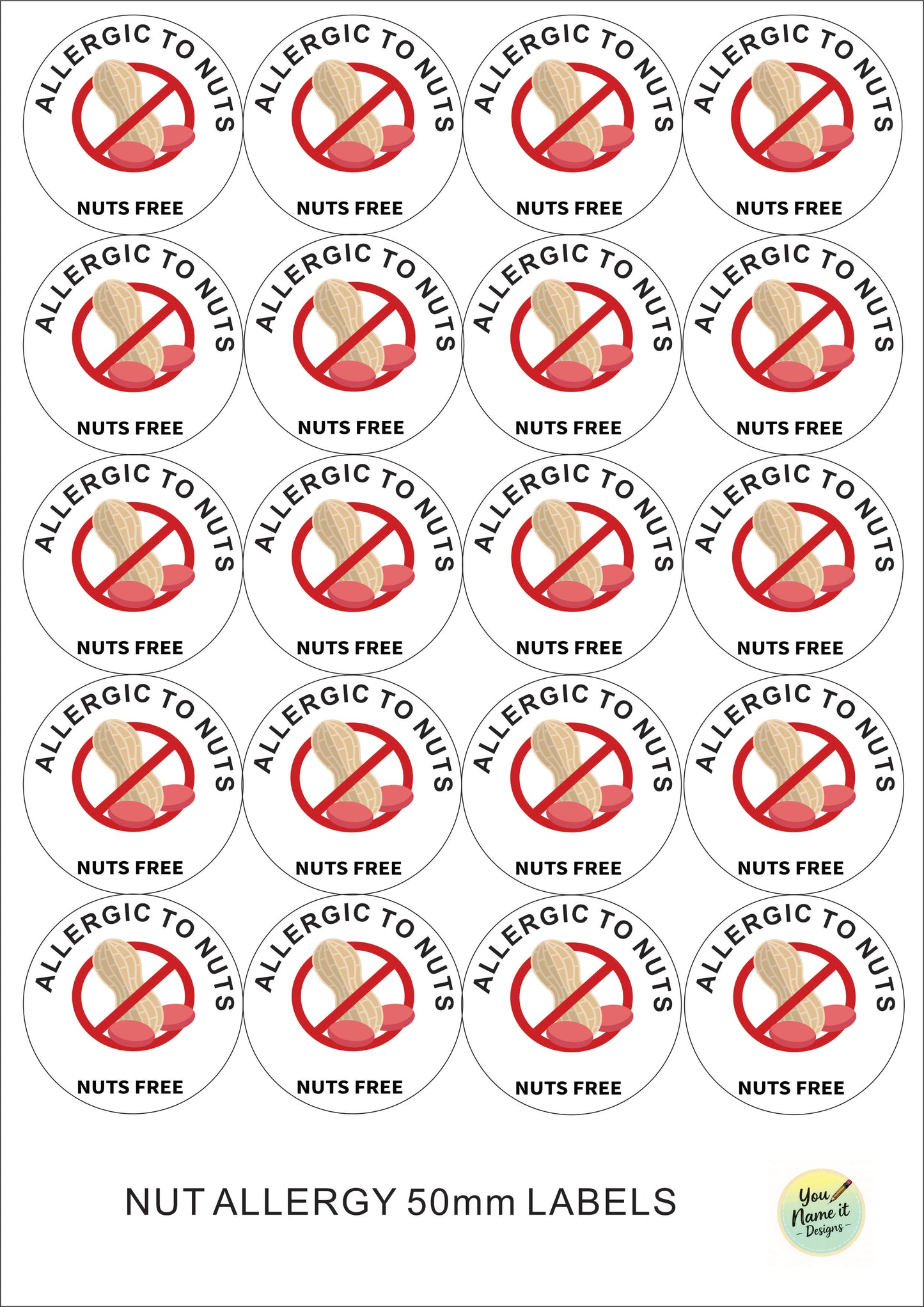 Nut Allergy Stickers