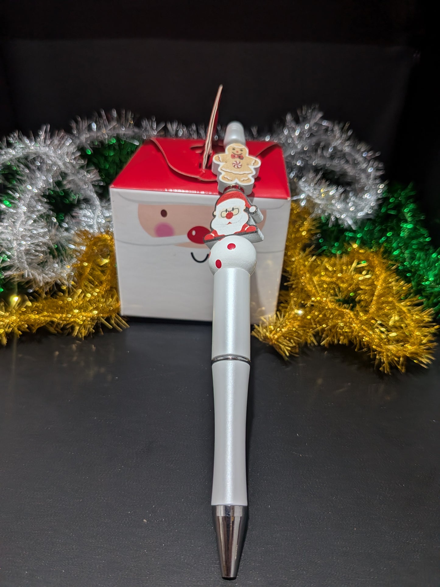 Christmas Beaded Pens - White