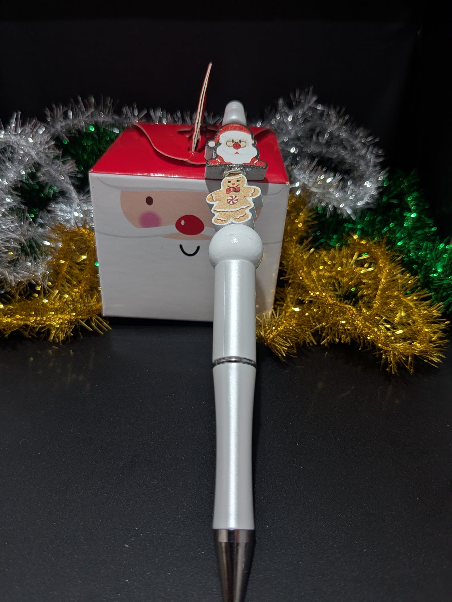 Christmas Beaded Pens - White