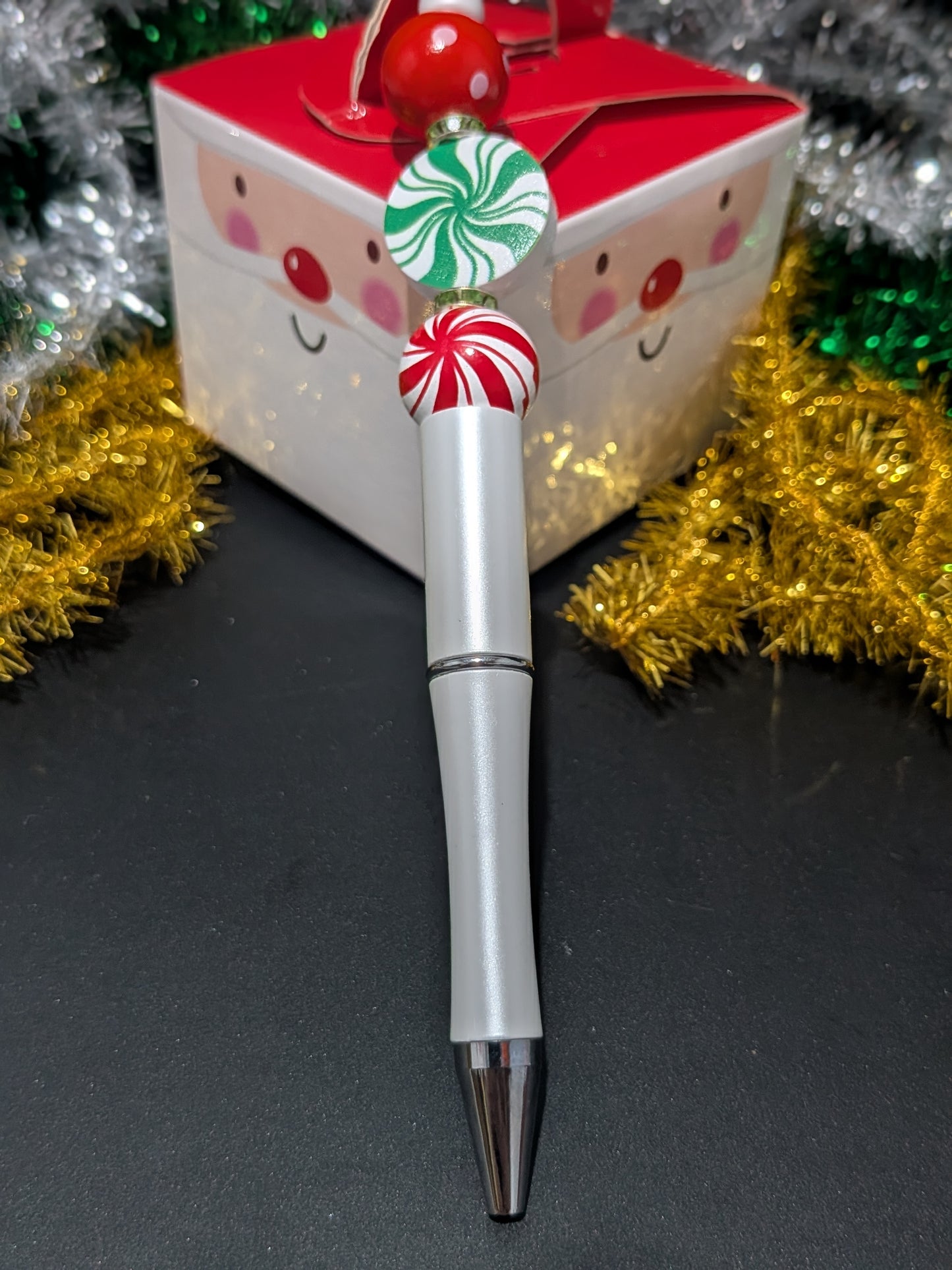 Christmas Beaded Pens - White