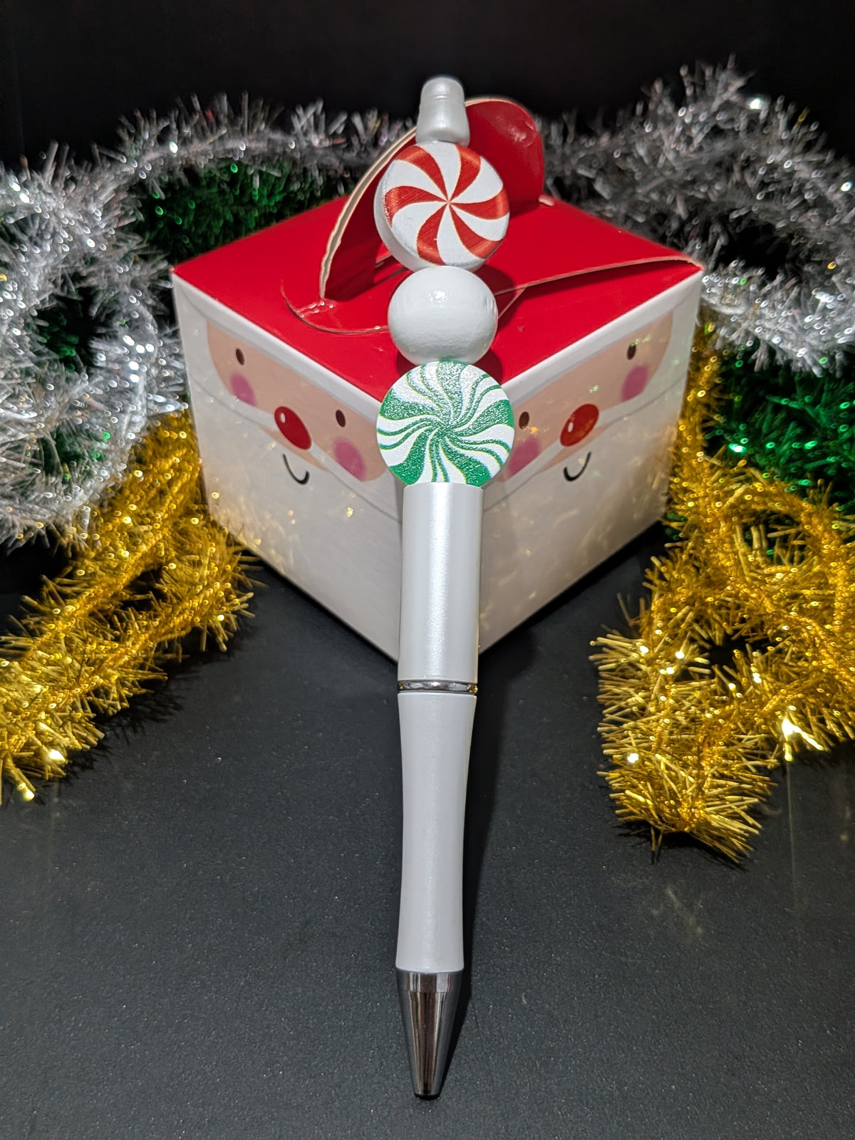 Christmas Beaded Pens - White