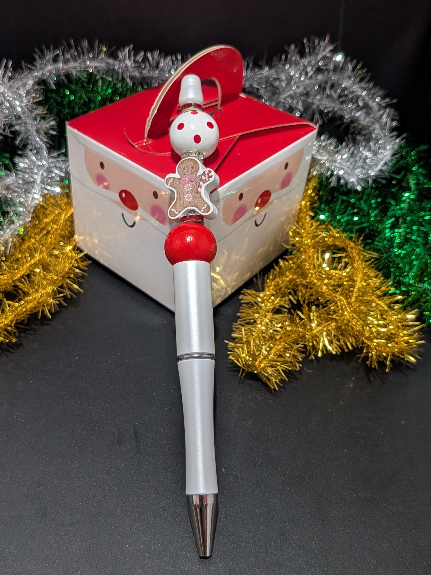 Christmas Beaded Pens - White