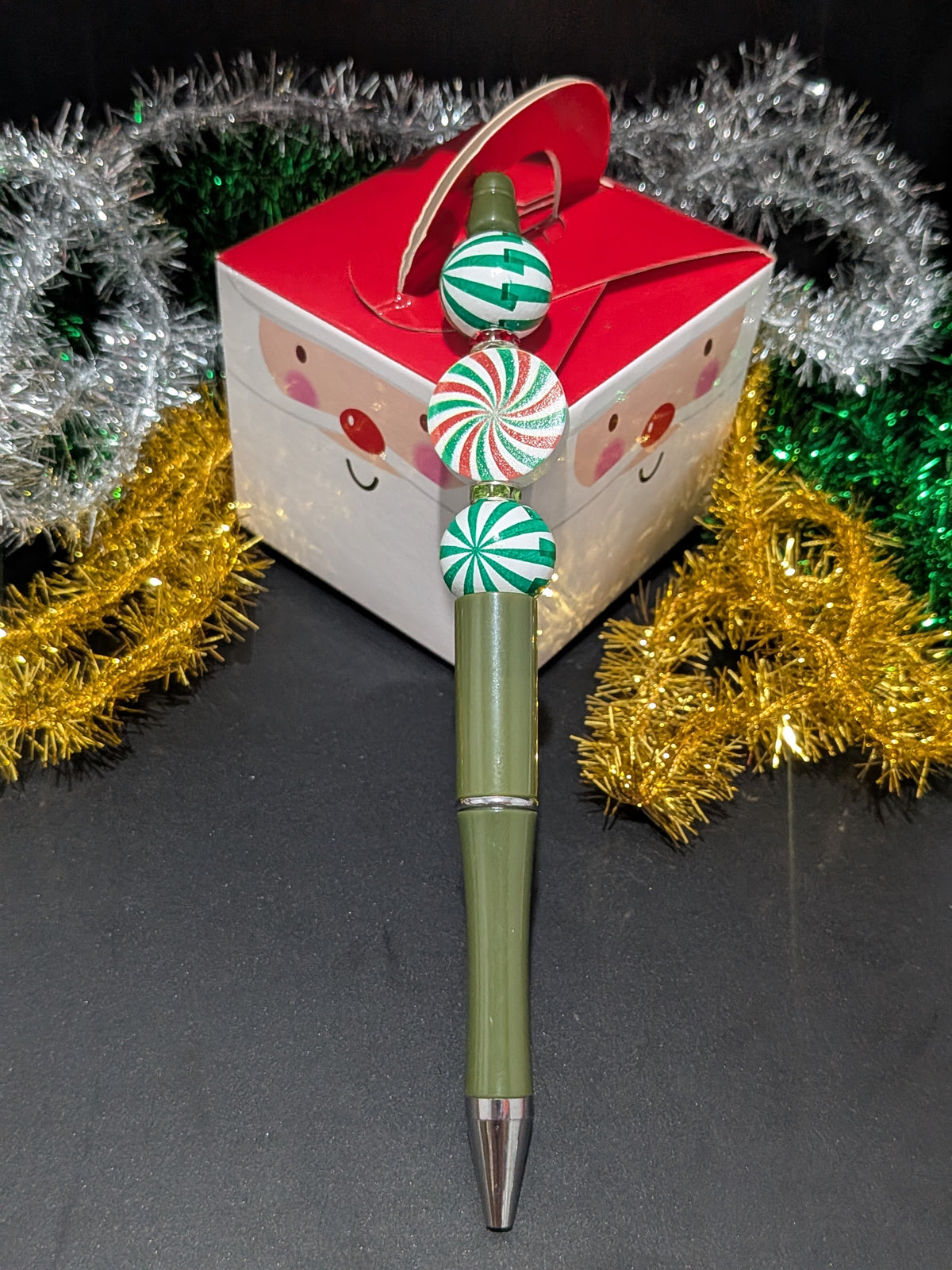 Christmas Beaded Pen - Green
