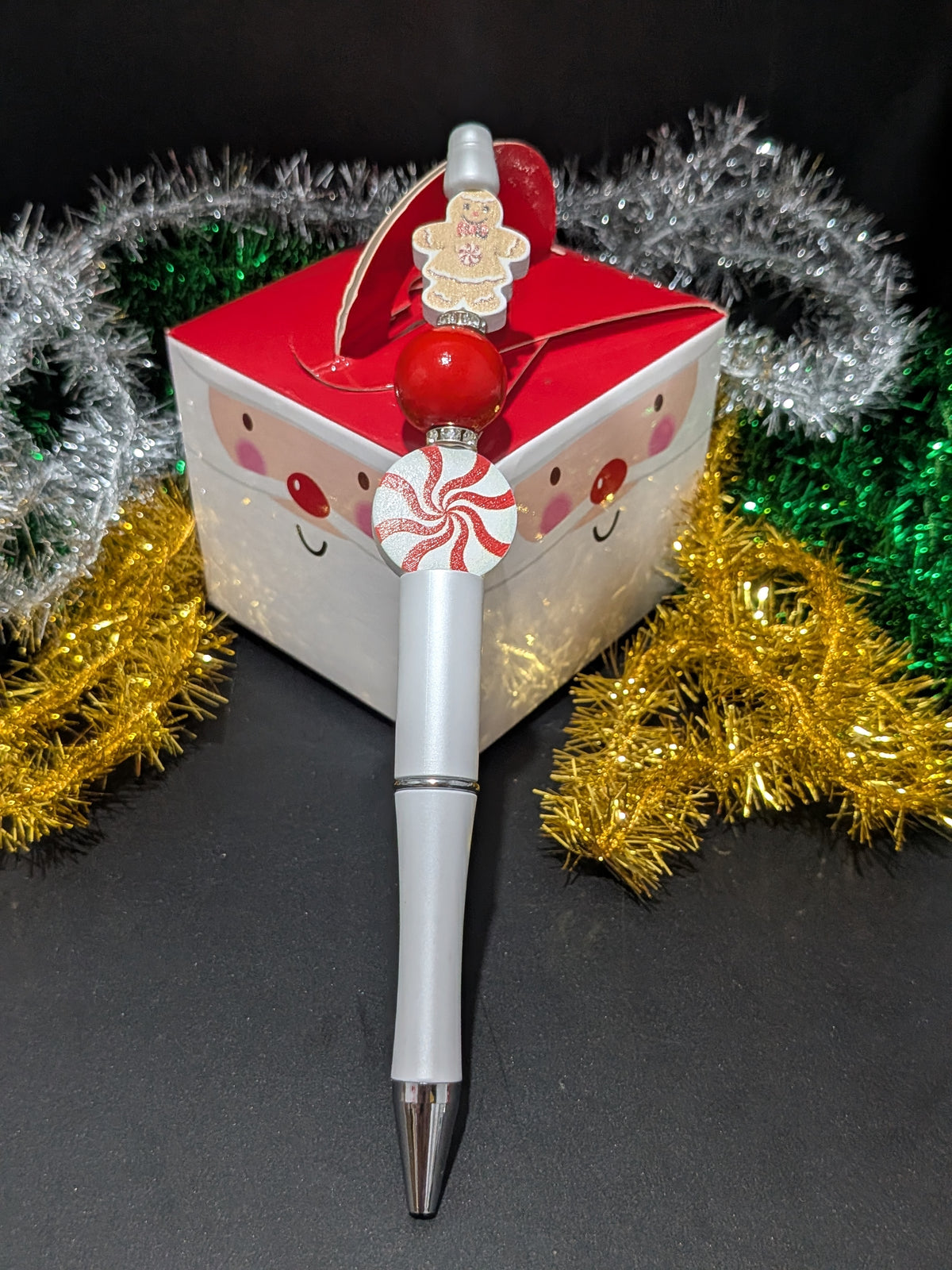 Christmas Beaded Pens - White