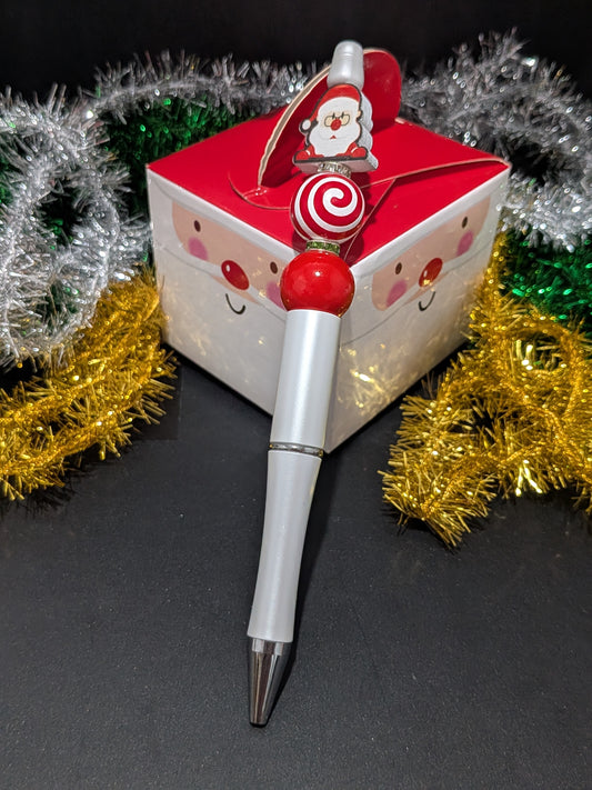 Christmas Beaded Pens - White